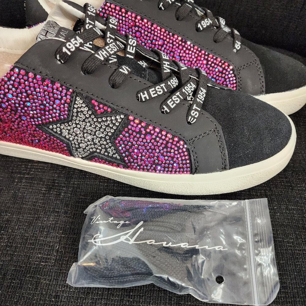 Vintage Havana Bamba Wild Black & Pink Sneakers - Woman's Size 8 - Picture 9 of 12
